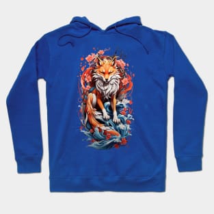 Kitsune fox, Japanese wave Hoodie